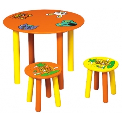 Round Children's Desk and 2 Chairs Set